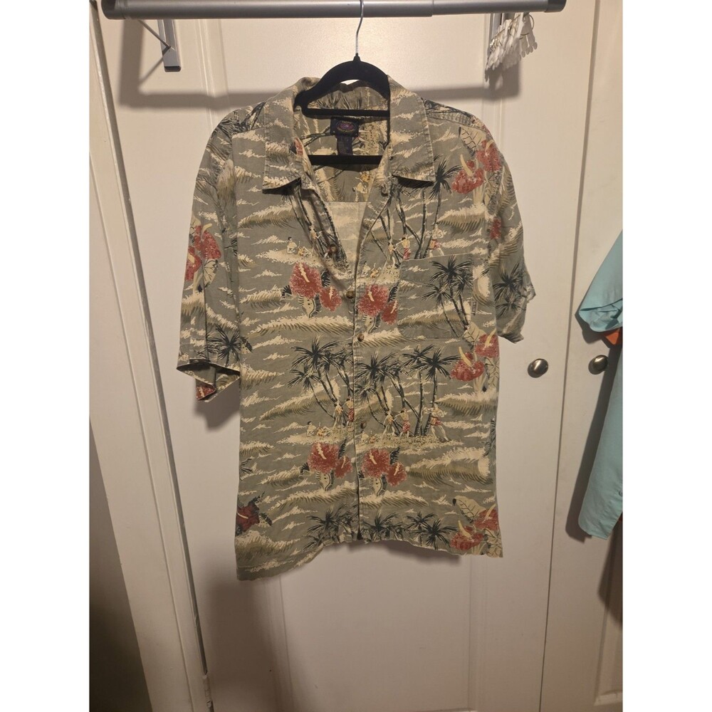 Pacific Coast Highway PCH Mens Large Hawaiian Shirt Tropical Aloha Cotton L
